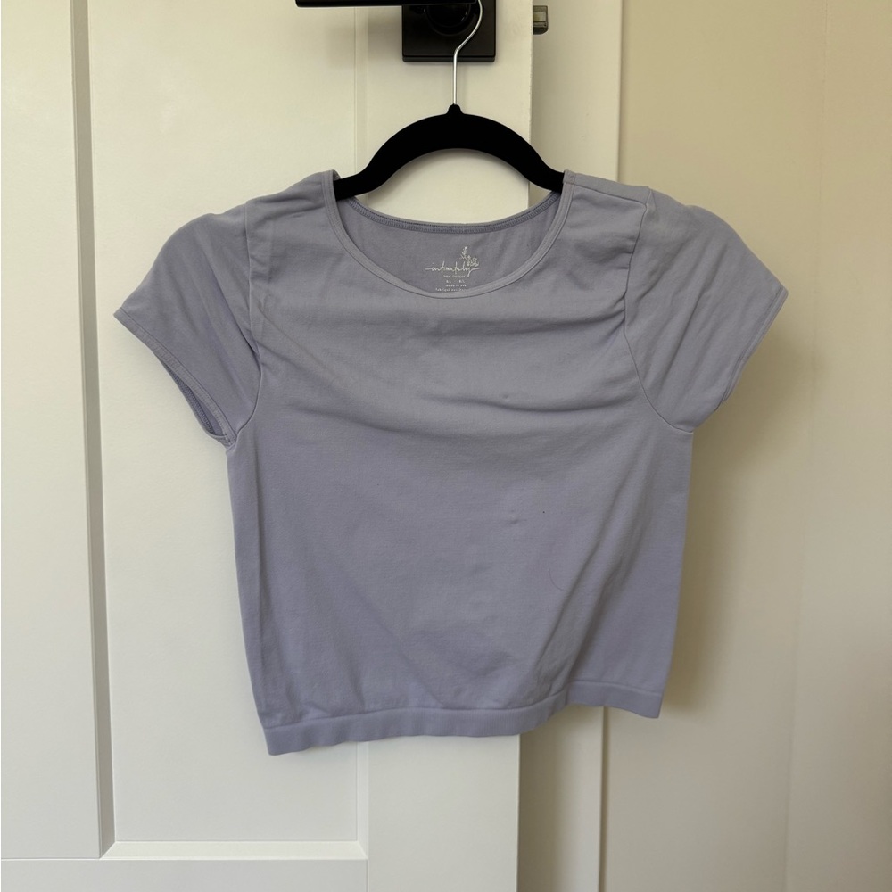 Free People Purple Cap Sleeve Cropped Tee